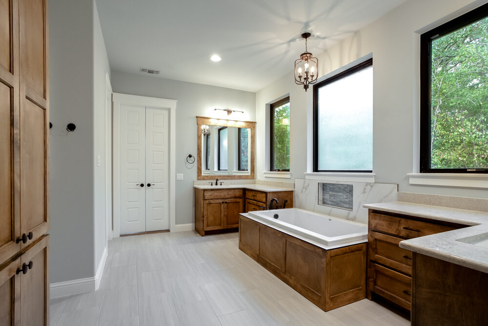 Large porcelain tile in a traditional style bathroom