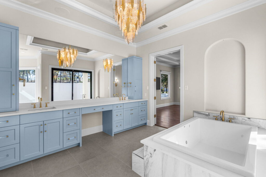 custom makeup vanity granite countertop flowermound.jpg | The Design House