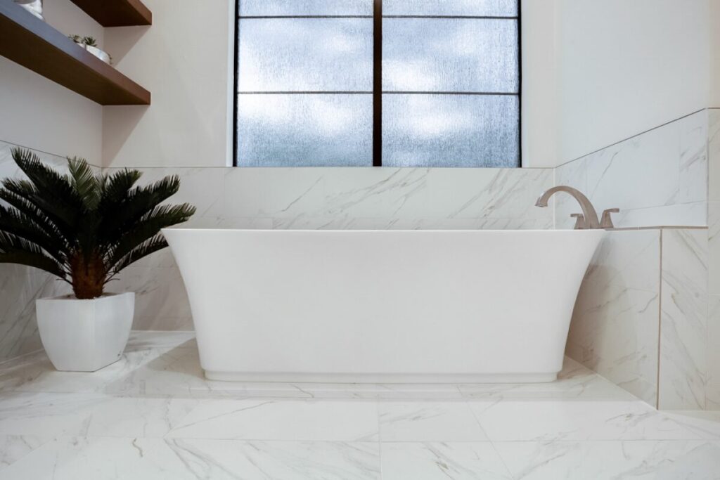 marble flooring freestanding tub remodel mckinney tx.jpg | The Design House